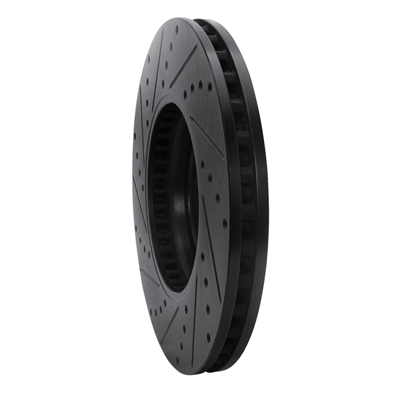 Audi Q5 Brake Rotor (1) - Front Right - R1 Concepts - Drilled & Slotted - Black - `08-`12